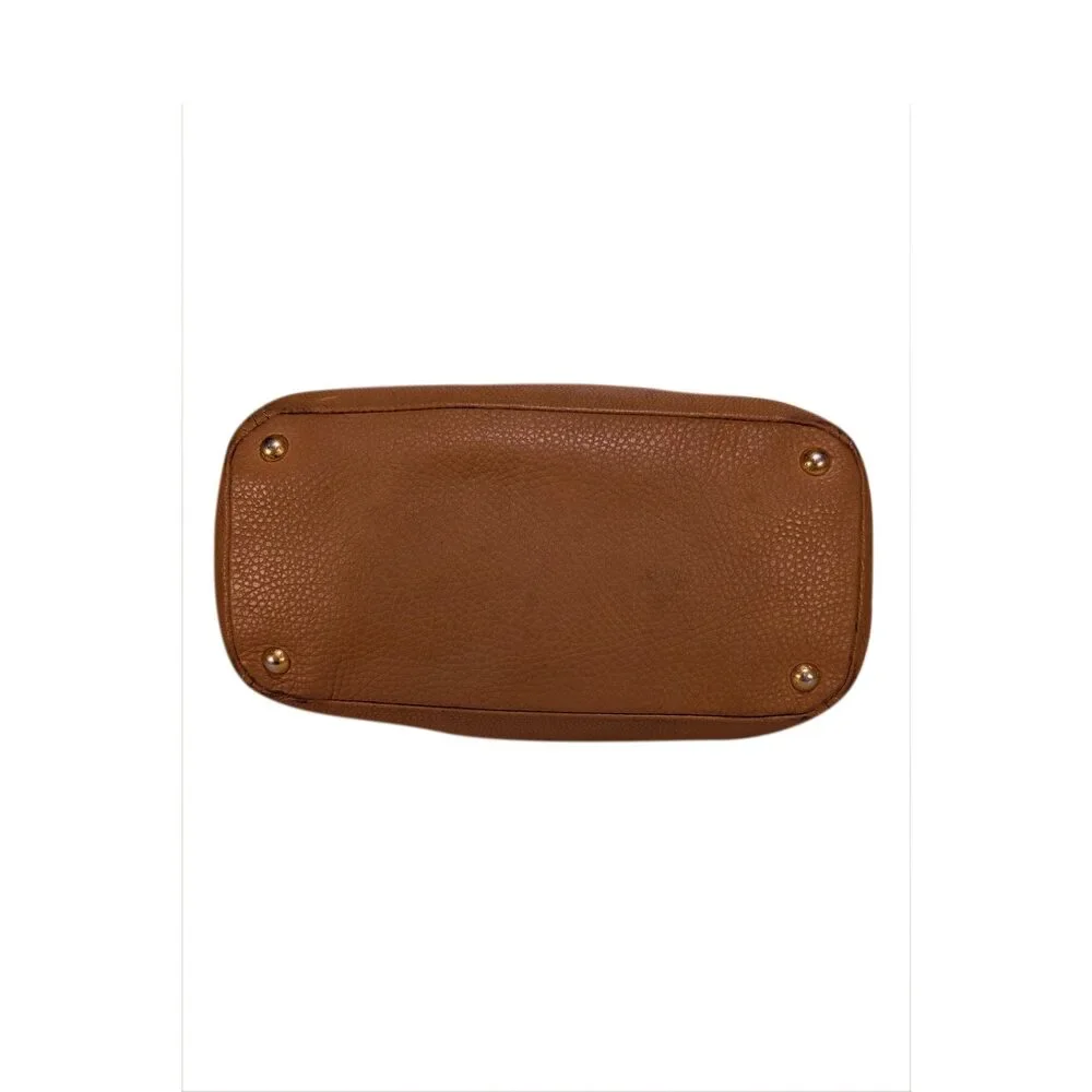 Prada - Tan Pebbled Leather Vitello Daino Satchel Bag